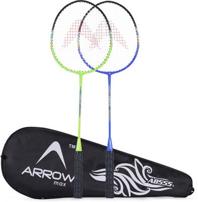 ArrowMax JOINTLESS BADMINTON RACKET SET OF 2 PCS WITH SPIRAL GRIP FOR KIDS AND ADULTS Multicolor Strung Badminton Racquet