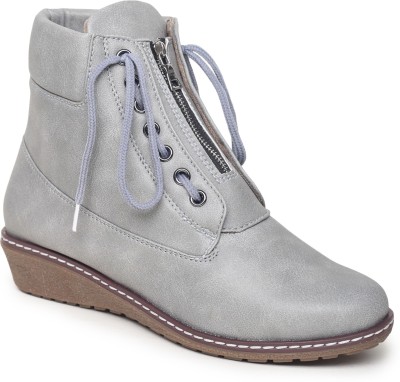 VALIOSAA Boots For Women(Grey , 6)