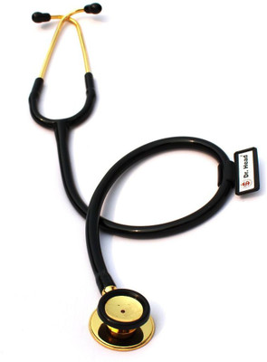 Dr. Head Premium Gold plated Dual Head Stethoscope for Doctors & Students Dual Head Stethoscope Brass-Finish Chest Piece (Black) Cardiology Stethoscope(Black)