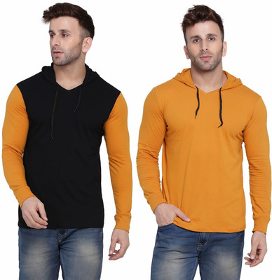 Lawful Casual Solid Men Hooded Neck Multicolor T-Shirt