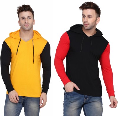 Lawful Casual Solid Men Hooded Neck Multicolor T-Shirt