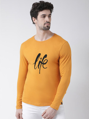 FRISKERS Printed Men Round Neck Gold T-Shirt