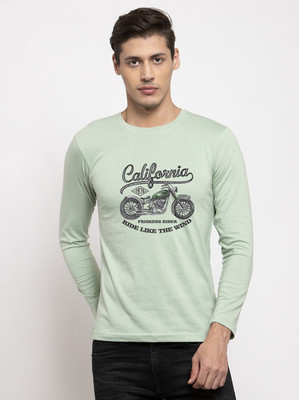 FRISKERS Printed Men Round Neck Light Green T-Shirt