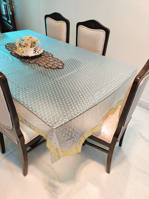 Casanest Self Design 10 Seater Table Cover(Gold, PVC)