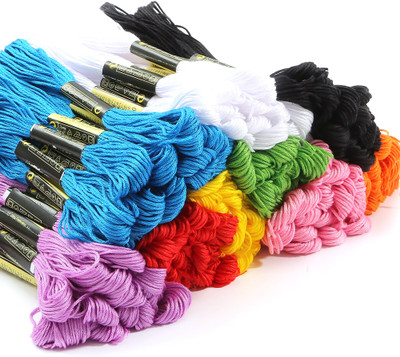Lucknow Crafts Multicolor Embroidery Thread(8 m Pack of25)