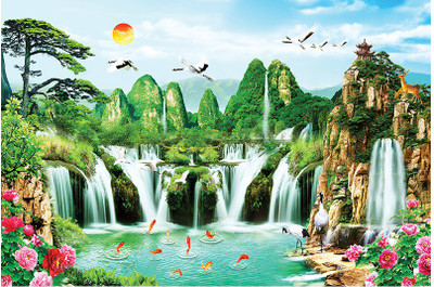 BPDESIGNSOLUTION Nature Multicolor Wallpaper(91 cm x 61 cm)