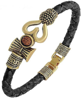 cvs enterprise Brass, Leather Gold-plated Kada