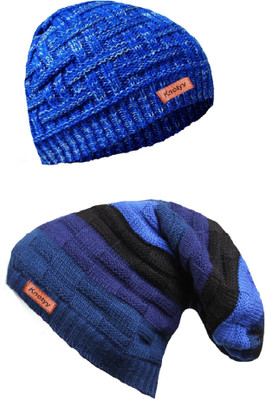 Knotyy Solid Beanie Cap(Pack of 2)