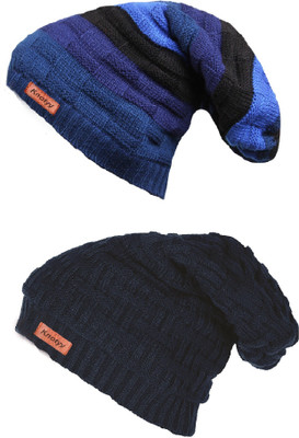 Knotyy Striped Beanie Cap(Pack of 2)