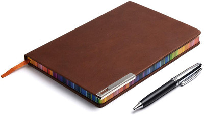 PAPERLLA Diary Cinnamon Brown UNDATED Notebook- Elegant Faux Leather A5 to Do List Planner to Nourish Your Daily Appointment with Stylish Look and Pen. A5 Diary RULED 180 Pages(Brown)