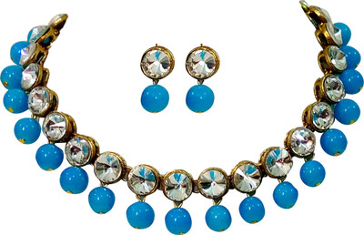 JN Handicraft Alloy Copper Blue Jewellery Set(Pack of 1)
