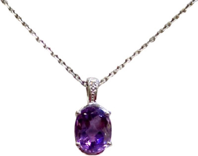 RATAN BAZAAR Amethyst stone Pendant Original Stone 6.00 carat stone Semi Precious Unheated & Certified for unisex Silver Amethyst Stone Pendant