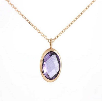 KUNDLI GEMS Amethyst pendant Original 4.25 carat Jamuniya semi Precious stone Lab Certified & Astrological Purpose for unisex Gold-plated Amethyst Stone Pendant