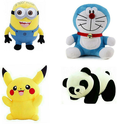 Agnolia minion-30 and doreamon-25cm panda-40 and pikachu  - 28 cm(Multicolor)