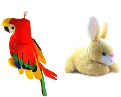Agnolia musical parrot-28cm and Rabbit  - 24 cm(Multicolor)