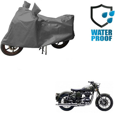 RPSENTTERPR Waterproof Two Wheeler Cover for Royal Enfield(Battle Green, Grey)