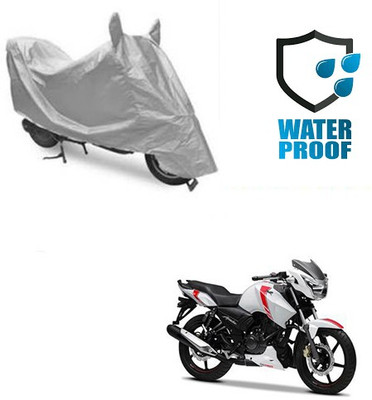 saanvi Waterproof Two Wheeler Cover for TVS(Apache, Silver)