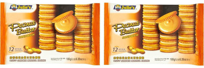 Julie's Peanut Butter Sandwich Cookies,180g (Pack Of 2),360g Cream Sandwich Biscuit(2 x 180 g)