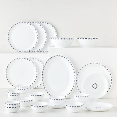 Larah by Borosil Pack of 27 Opalware Fabula Dinner Set(White, Microwave Safe)