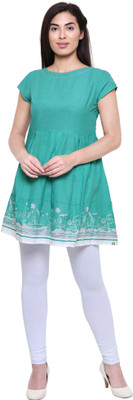 SHOPPERTREE Women A-line Light Green Above Knee/Mid Thigh Length Dress