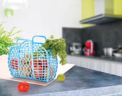 RUSHIL WERE LD plastic Folding Basket 1 Pcs Plastic Fruit & Vegetable Basket(Multicolor)