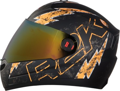 Steelbird R2K LIVE Motorbike Helmet(Matt Black/Orange)