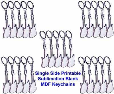 Yorkker Sublimation Blank Keychain Pack of 25 pcs Guitar Shape |Single Side MDF Printable with Sublimation Ink Only Key Chain