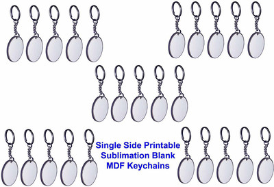 Yorkker Sublimation Blank Keychain Pack of 25 pcs Round Shape|Single Side MDF Printable with Sublimation Ink Only Key Chain