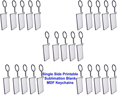 Yorkker Sublimation Blank Keychain Pack of 25 pcs Rectangle|Single Side MDF Printable with Sublimation Ink Only Key Chain