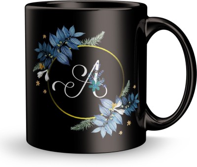 Gift4You Letter A Floral Background Design Printed Ceramic Coffee Mug(310 ml)