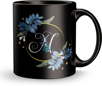 Plakasha creations N Letter Flower design print gift for Girlfriend Ceramic Coffee Mug(320 ml)