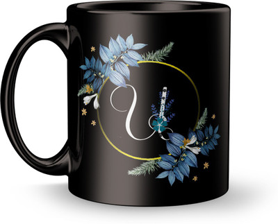 Gift4You Letter U Floral Background Design Printed. Ceramic Coffee Mug(310 ml)