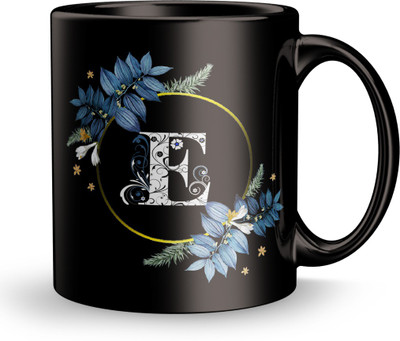 Fifth and Moon Letter E Floral Background Design Printed. Ceramic Coffee Mug(310 ml)