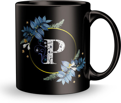 Gift4You Letter P Floral Background Design Printed. Ceramic Coffee Mug(310 ml)