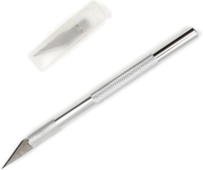 Ikshu Detail Knife Metal Grip Hand-held Paper Cutter(Set Of 1, Silver)