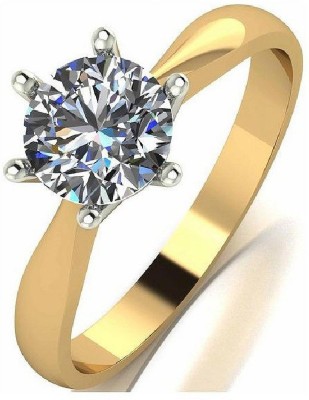 RATAN BAZAAR Americam Diamond Ring Natural stone American Diamond Brilliant cut Astrological Purpose effective and Precious stone for unisex Stone Diamond Gold Plated Ring