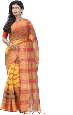 Ruuprekha Solid/Plain Tant Pure Cotton Saree(Multicolor)