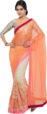 Shaily Retails Embroidered Bollywood Georgette Saree(Beige, Orange)