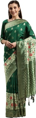 Blousery Embellished Bollywood Jacquard Saree(Green)