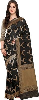 Hritika Woven, Self Design Banarasi Pure Silk Saree(Black)