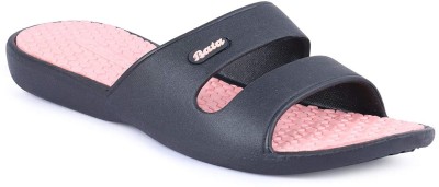 Bata Women Slides(Black, Pink , 7)