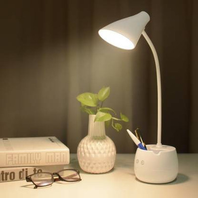 AKR Desk Lamp For Study with 3 Shades Touch Control Light and Mobile Holder Design With Night light Table Lamp (60 cm, White) Table Lamp(60 cm, White)