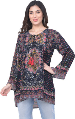 Veldress Casual Full Sleeve Geometric Print Women Multicolor Top