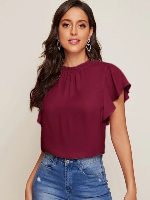 STYLOKAT Casual Solid Women Maroon Top