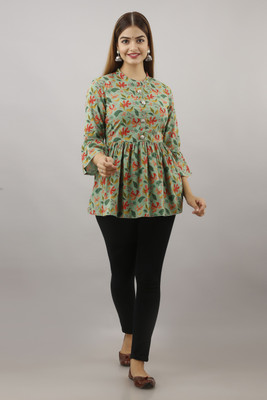 LifeSpan Party Bell Sleeve Floral Print Women Multicolor Top