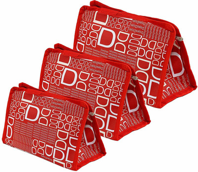 LAXMI Cosmetic pouch Travel Bag Toiletry Bag men/women/kids Set of 3-dd red Pouch
