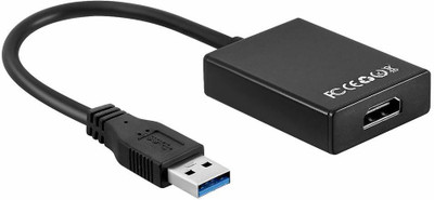 microware  TV-out Cable USB to HDMI Adapter, USB-3.0 to HDMI Cable Convertor with HD 1080P Multiple Monitors for PC Laptop to HDTV Projector(Black, For Laptop)