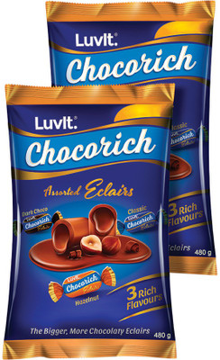 LuvIt Assorted Eclairs Dark Choco, Classic, Hazelnut Toffee(2 x 480 g)