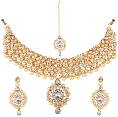 JaiShree Jewels Alloy Gold-plated White Jewellery Set(Pack of 1)