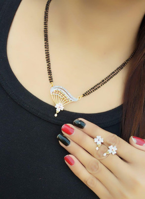 3SIX5 Alloy Gold-plated Black, Silver Jewellery Set(Pack of 1)